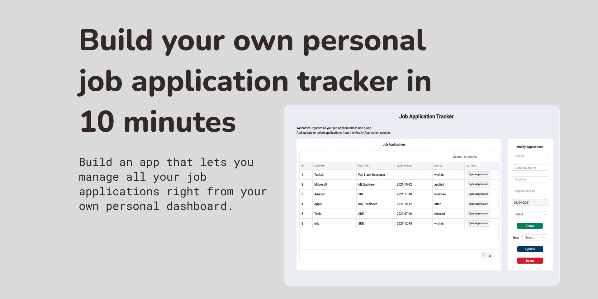 Build your own personal job application tracker in 10 minutes